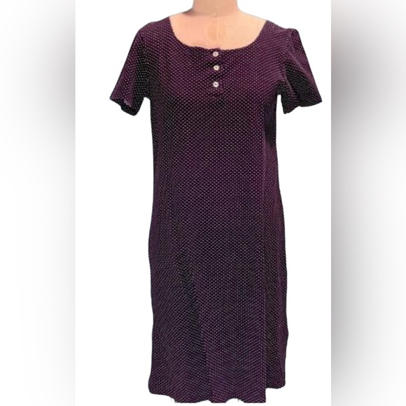 NWT Johnny Lambs Cotton Short Sleeve Navy and White Polka Dot Dress Size Large - Picture 1 of 10